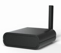 Schwarzes WLAN-Routergerät mit einer Antenne,...