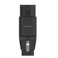 Schwarzer Adapterstecker mit Schriftzug Ecoflow