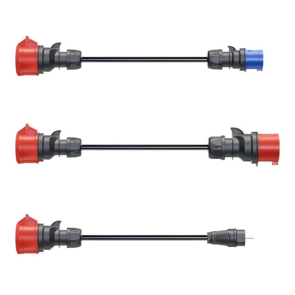 Adapterkabel SET von go-e Gemini flex auf Haushaltssteckdose, CEE blau und CEE rot